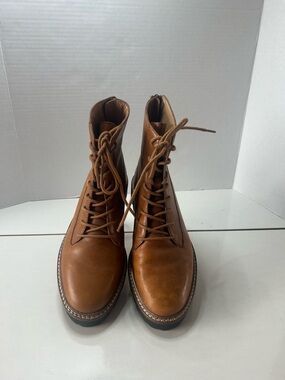 Madewell City walk Lug sole  Tan Leather Lace-Up Boots size 6.5